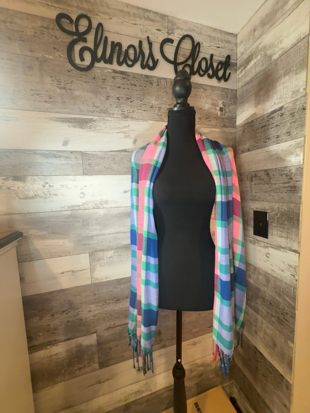 Women's Multicolor Plaid Scarf/Wrap Fringe Lightweight Shawl